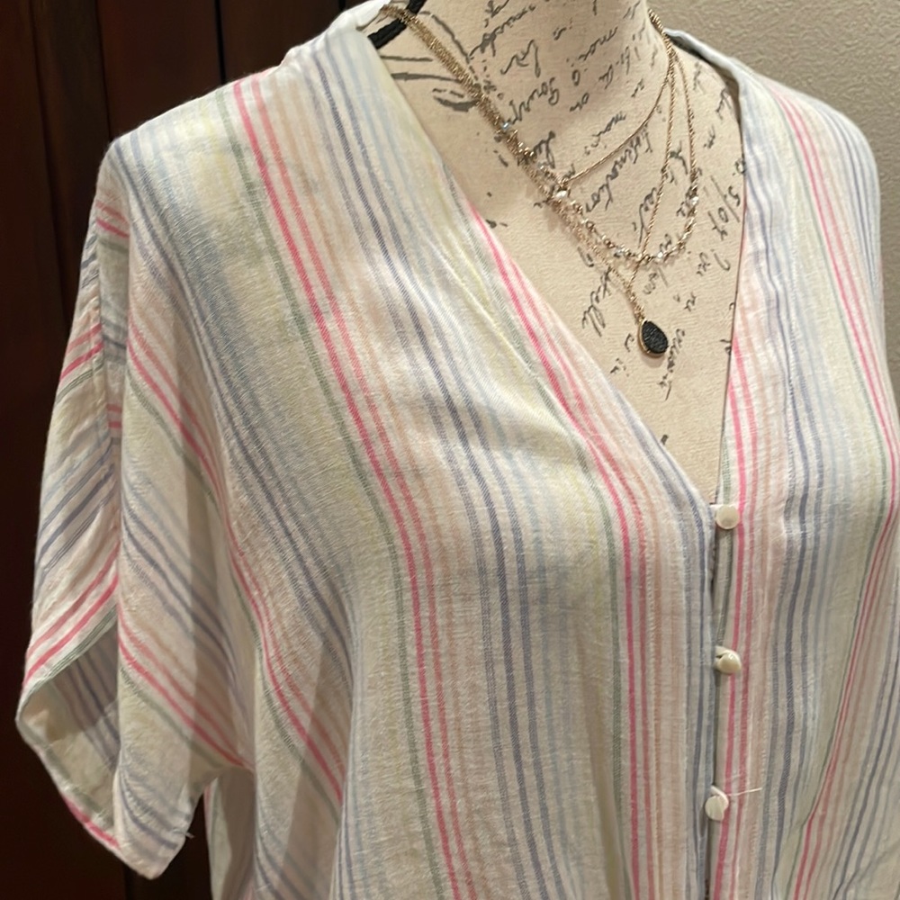 Rails Thea Isla Stripe Linen Blouse - image 4